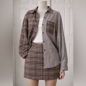 Abercrombie & Fitch Mixed Plaid Button-Up Shirt 🤎 Y2K Chic